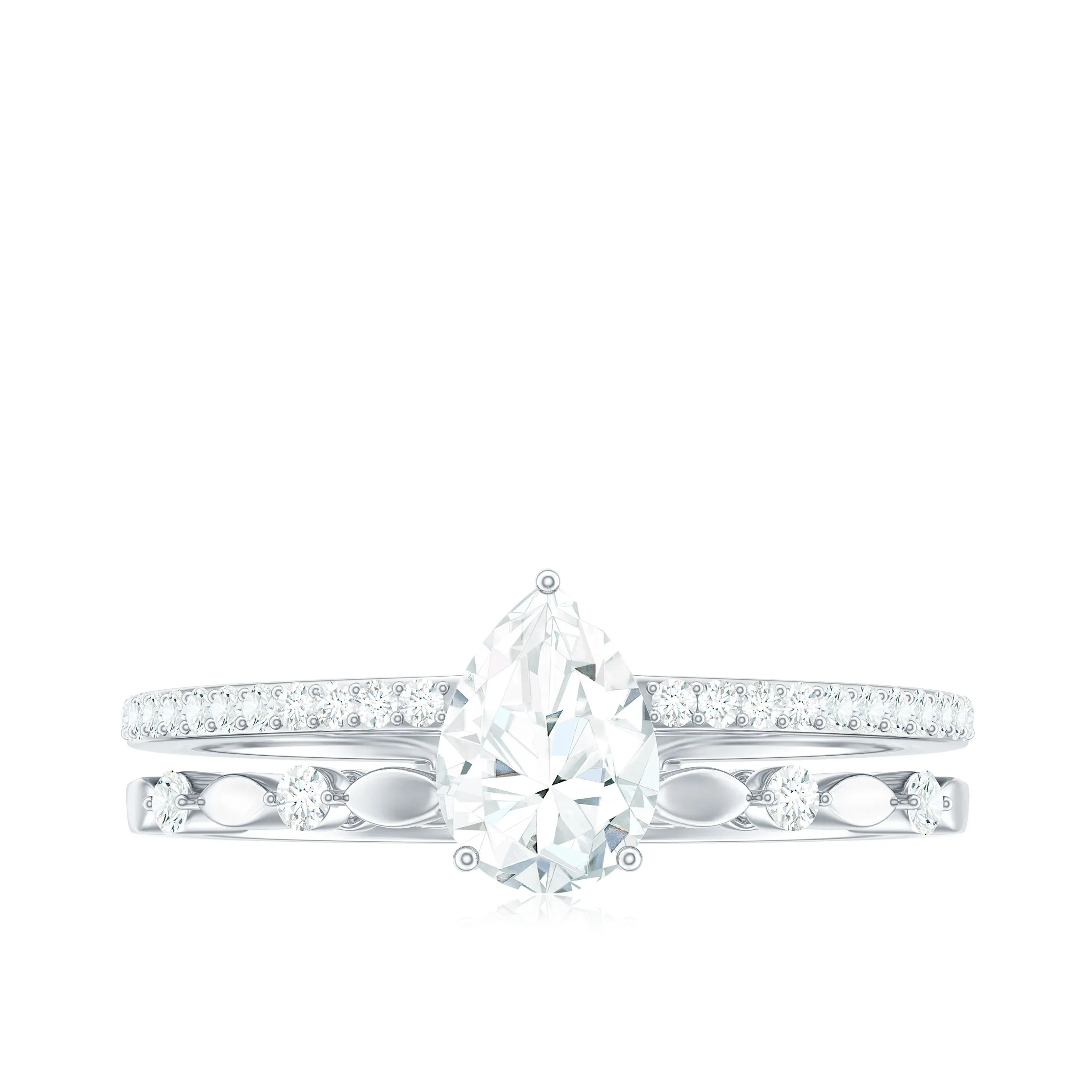 Solitaire Lab Grown Diamond Double Band Ring