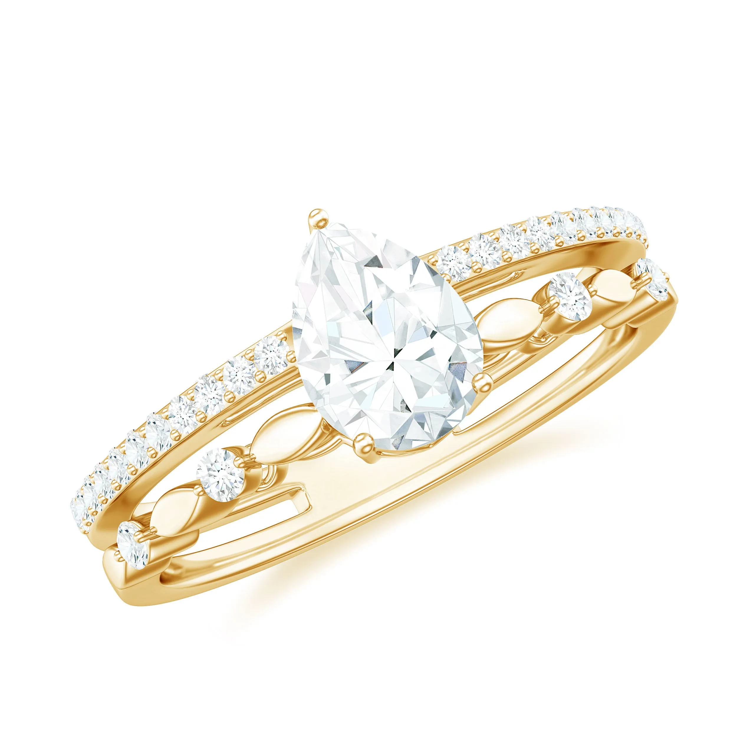 Solitaire Lab Grown Diamond Double Band Ring