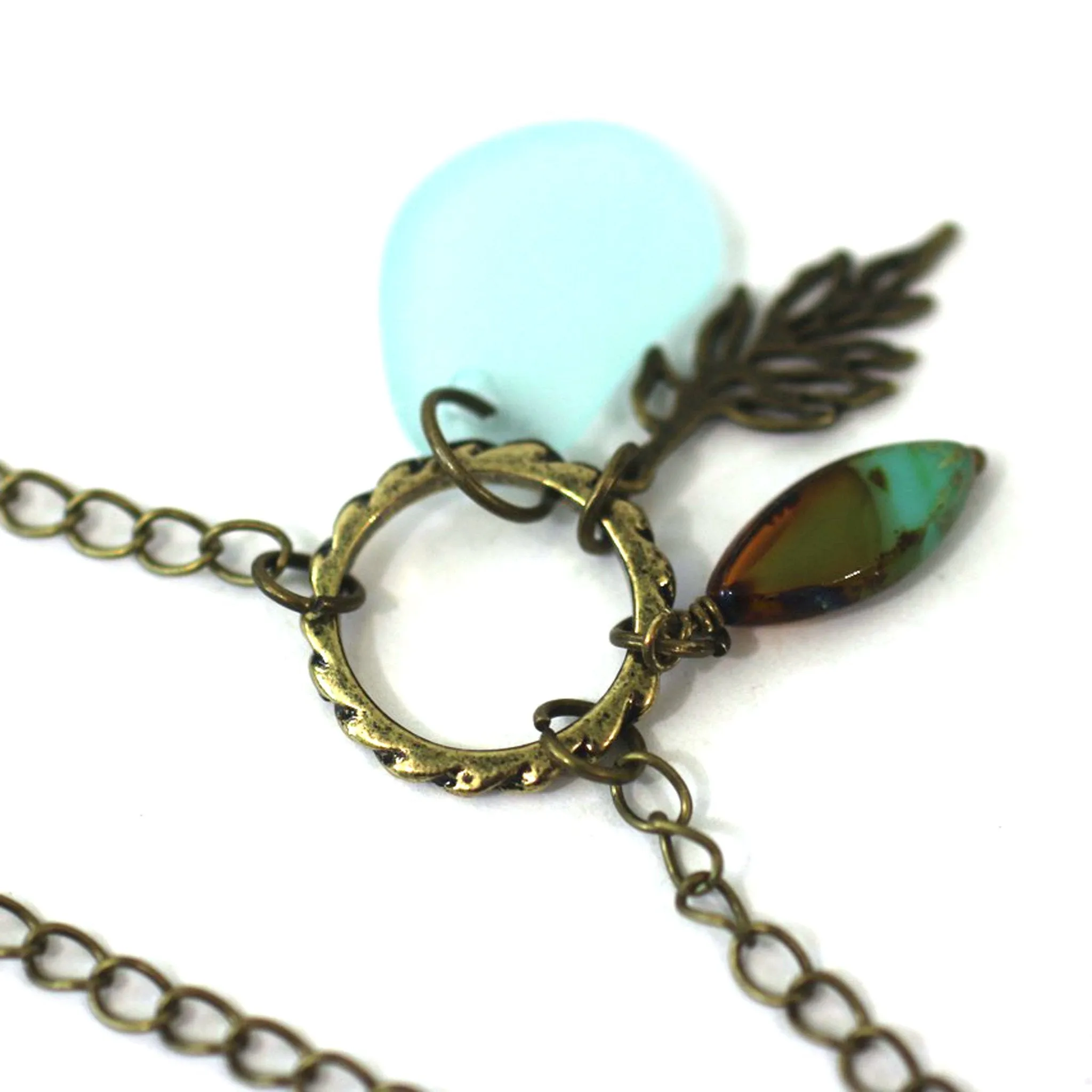 Southwestern Fern - Flower Pendant on Antique Bronze Chain - Simple Statement Necklace - 30" Long - Papersonal - Clay Space