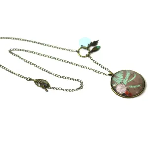 Southwestern Fern - Flower Pendant on Antique Bronze Chain - Simple Statement Necklace - 30" Long - Papersonal - Clay Space