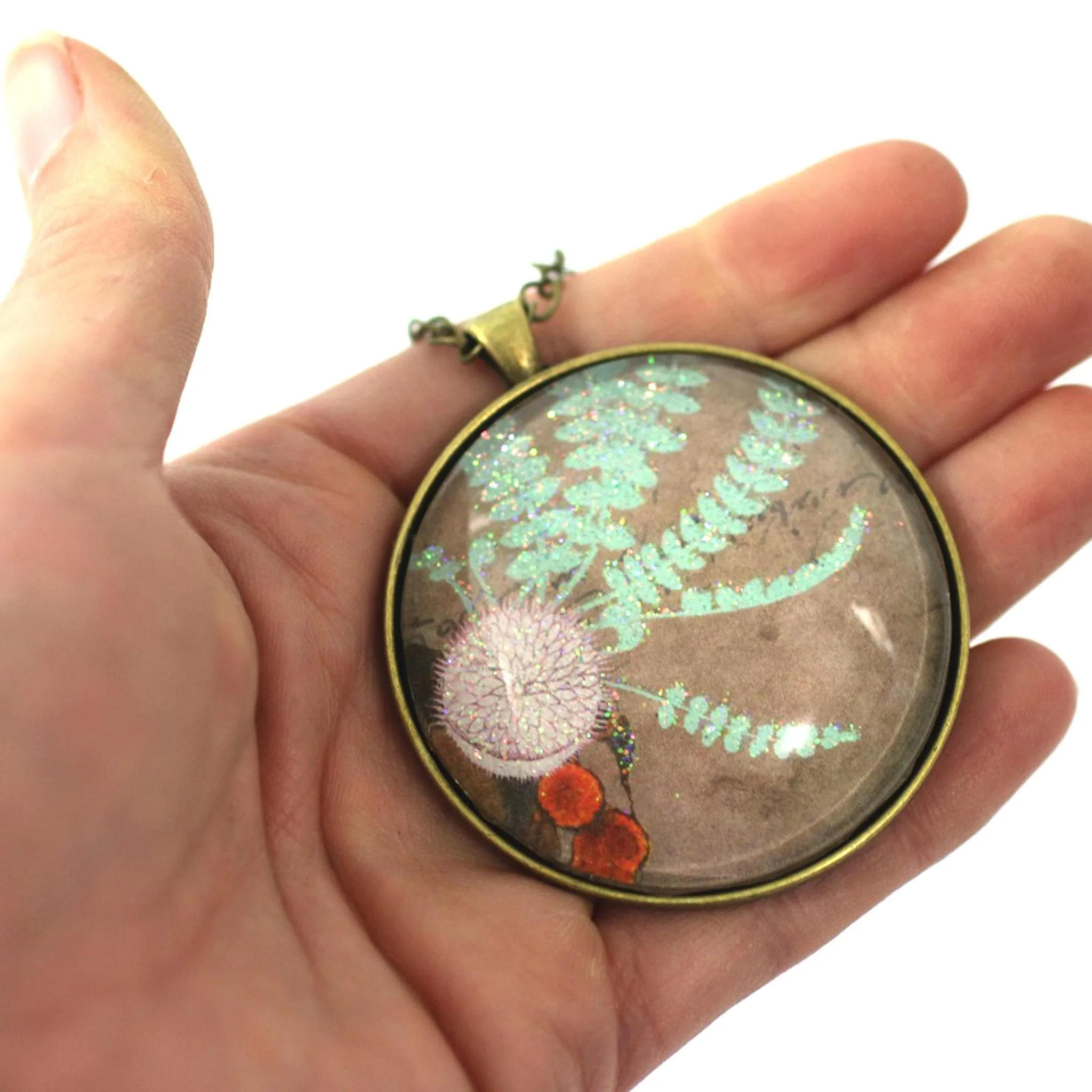 Southwestern Fern - Flower Pendant on Antique Bronze Chain - Simple Statement Necklace - 30" Long - Papersonal - Clay Space