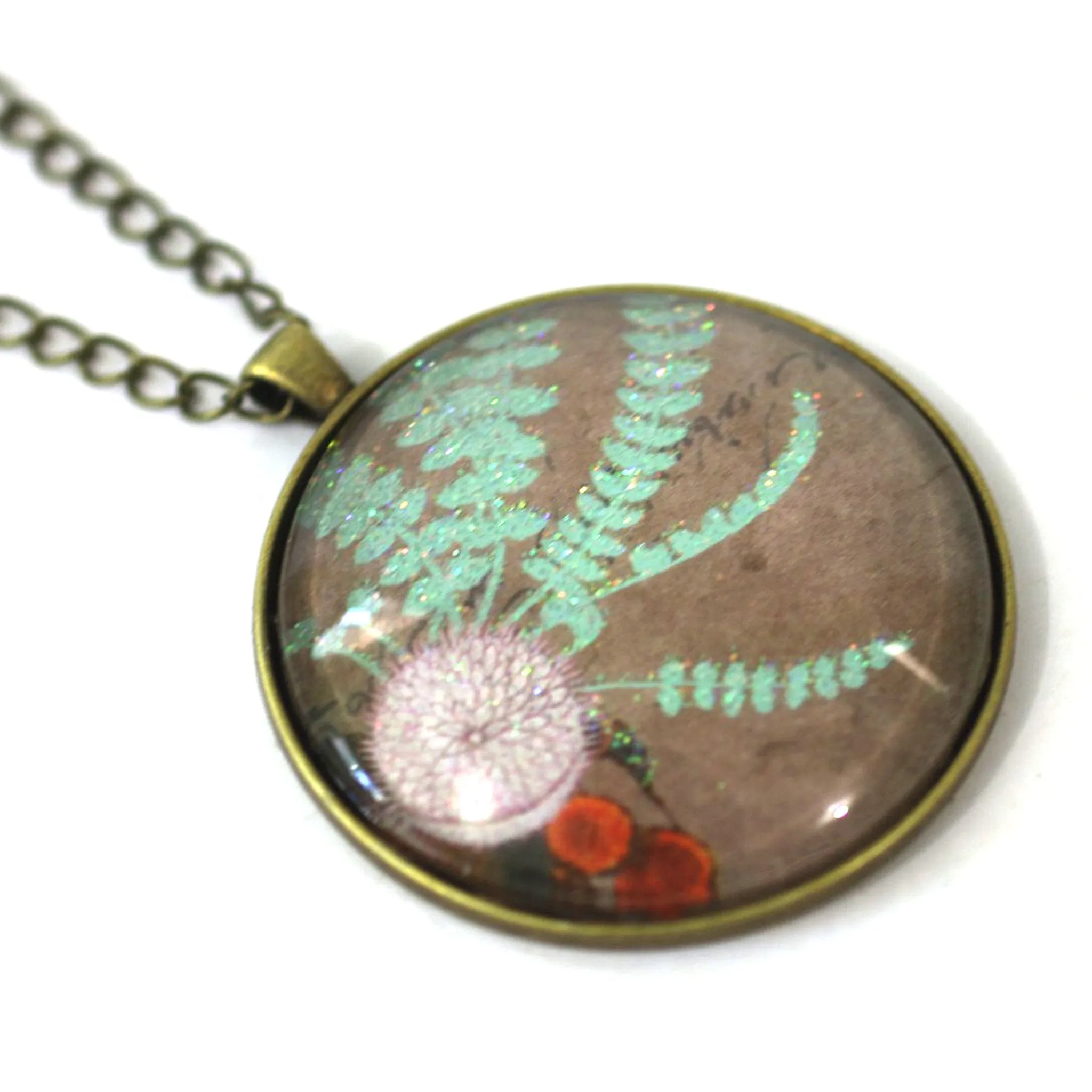 Southwestern Fern - Flower Pendant on Antique Bronze Chain - Simple Statement Necklace - 30" Long - Papersonal - Clay Space