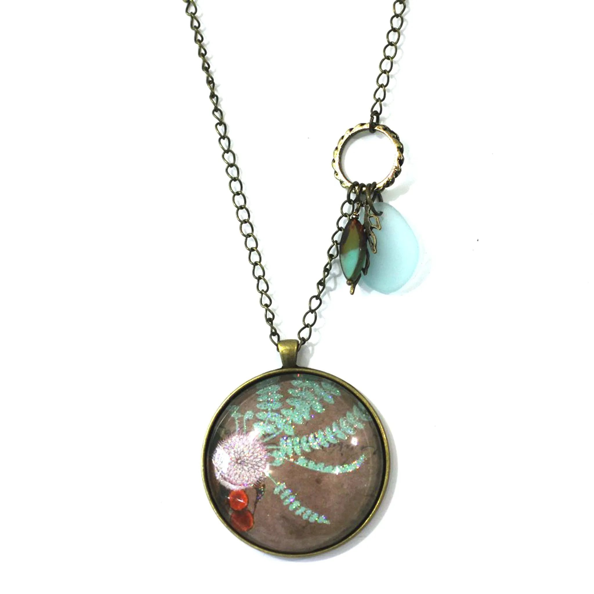 Southwestern Fern - Flower Pendant on Antique Bronze Chain - Simple Statement Necklace - 30" Long - Papersonal - Clay Space