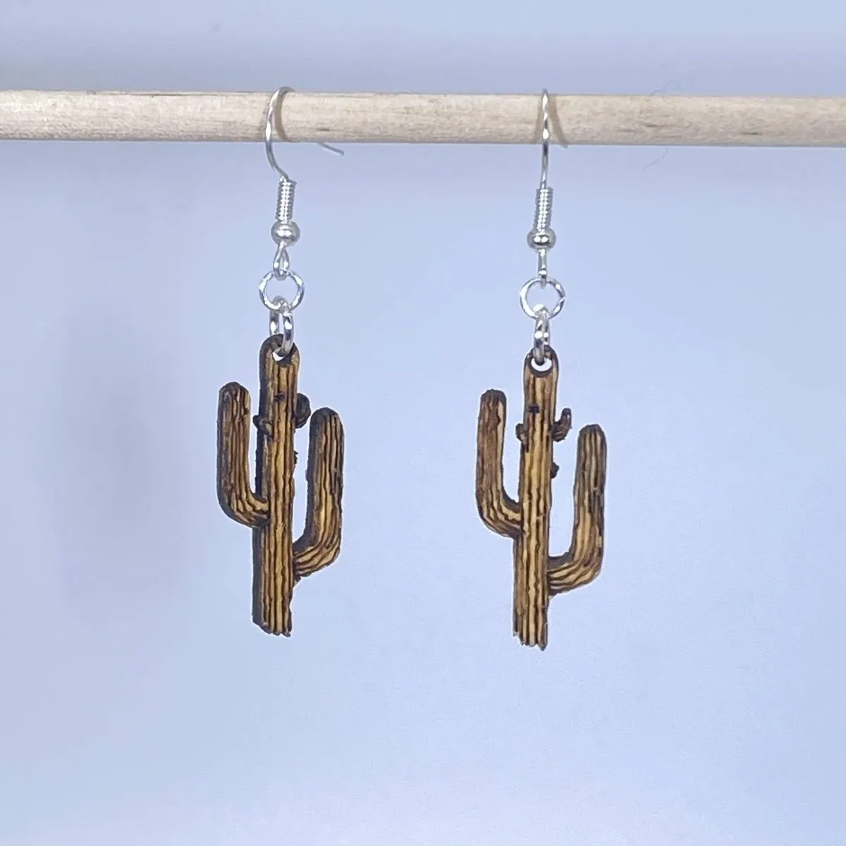 Southwestern Saguaro Cactus Wooden Dangle Earrings by Cate's Concepts, LLC