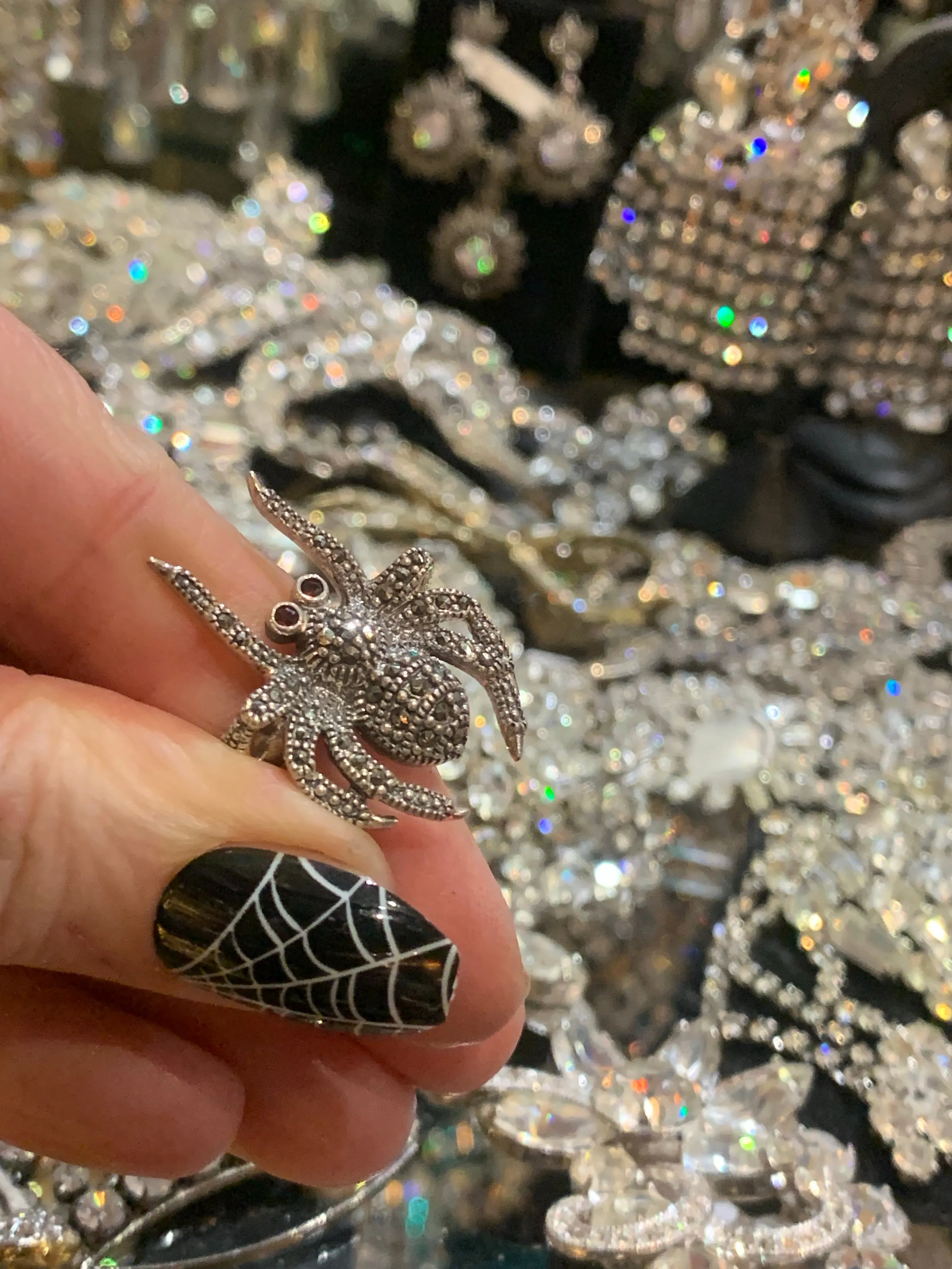 Spider Ring Silver Marcasite