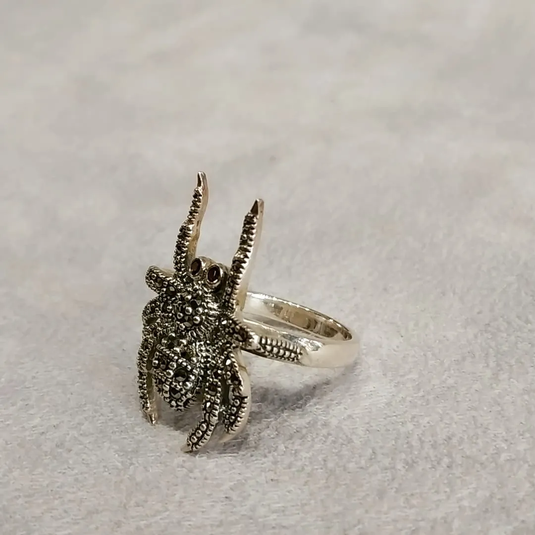 Spider Ring Silver Marcasite