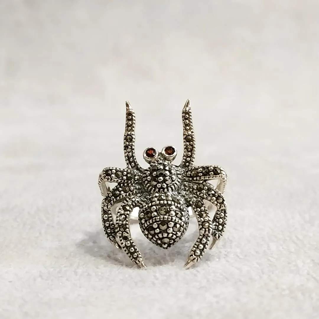 Spider Ring Silver Marcasite