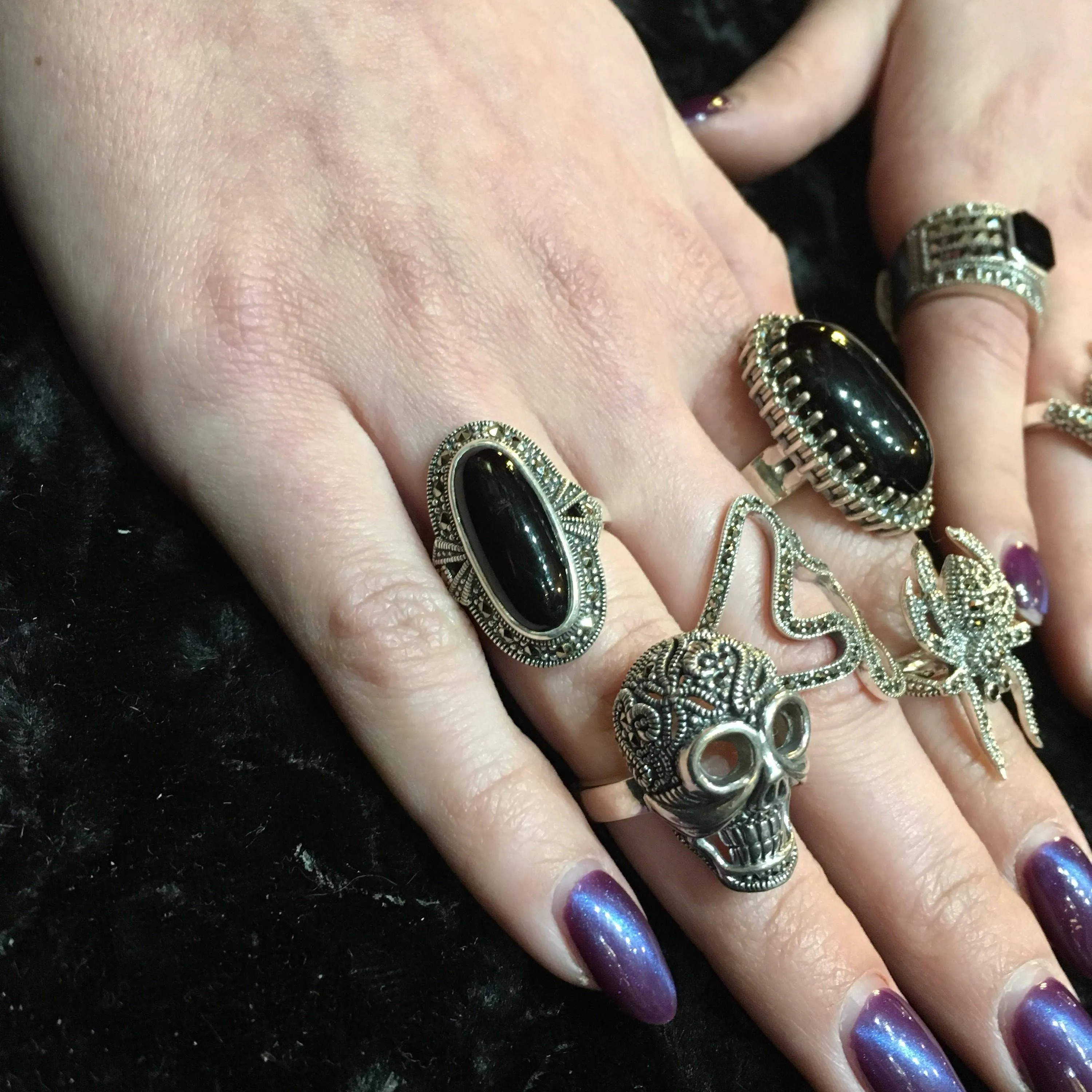 Spider Ring Silver Marcasite