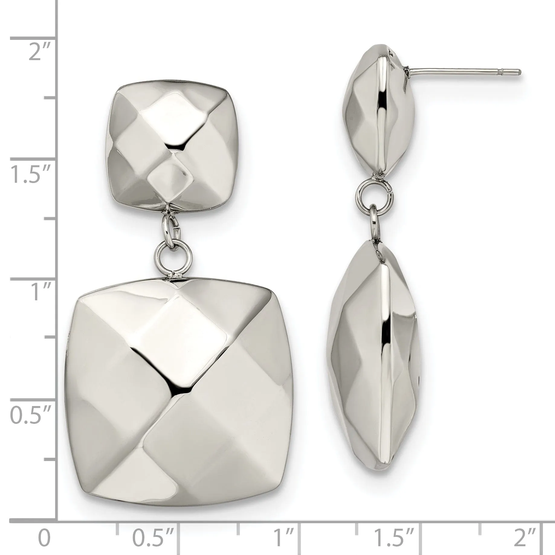 Stainless Steel Squares Post Dangle Earrings