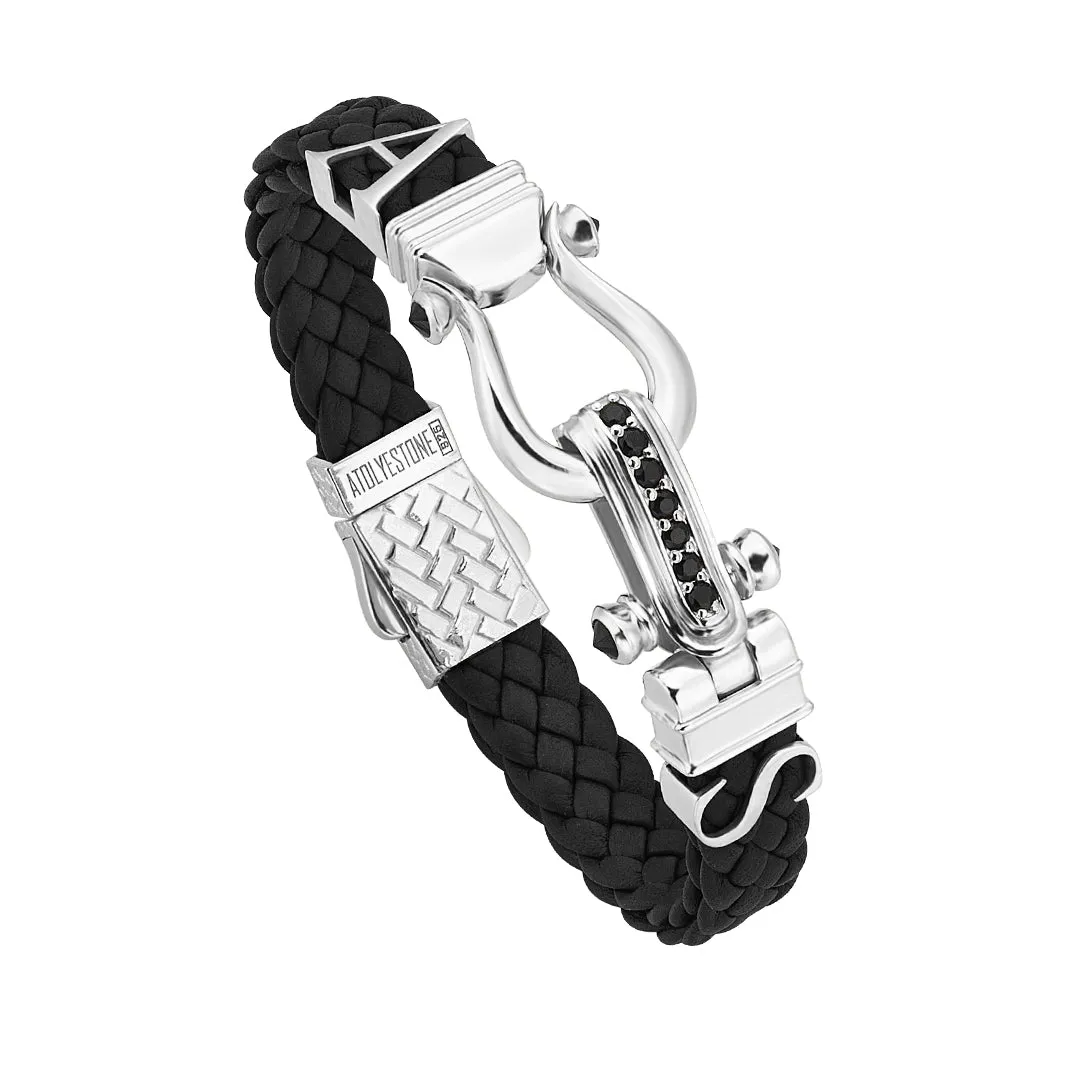 Statement Iconic Leather Bracelet in Silver