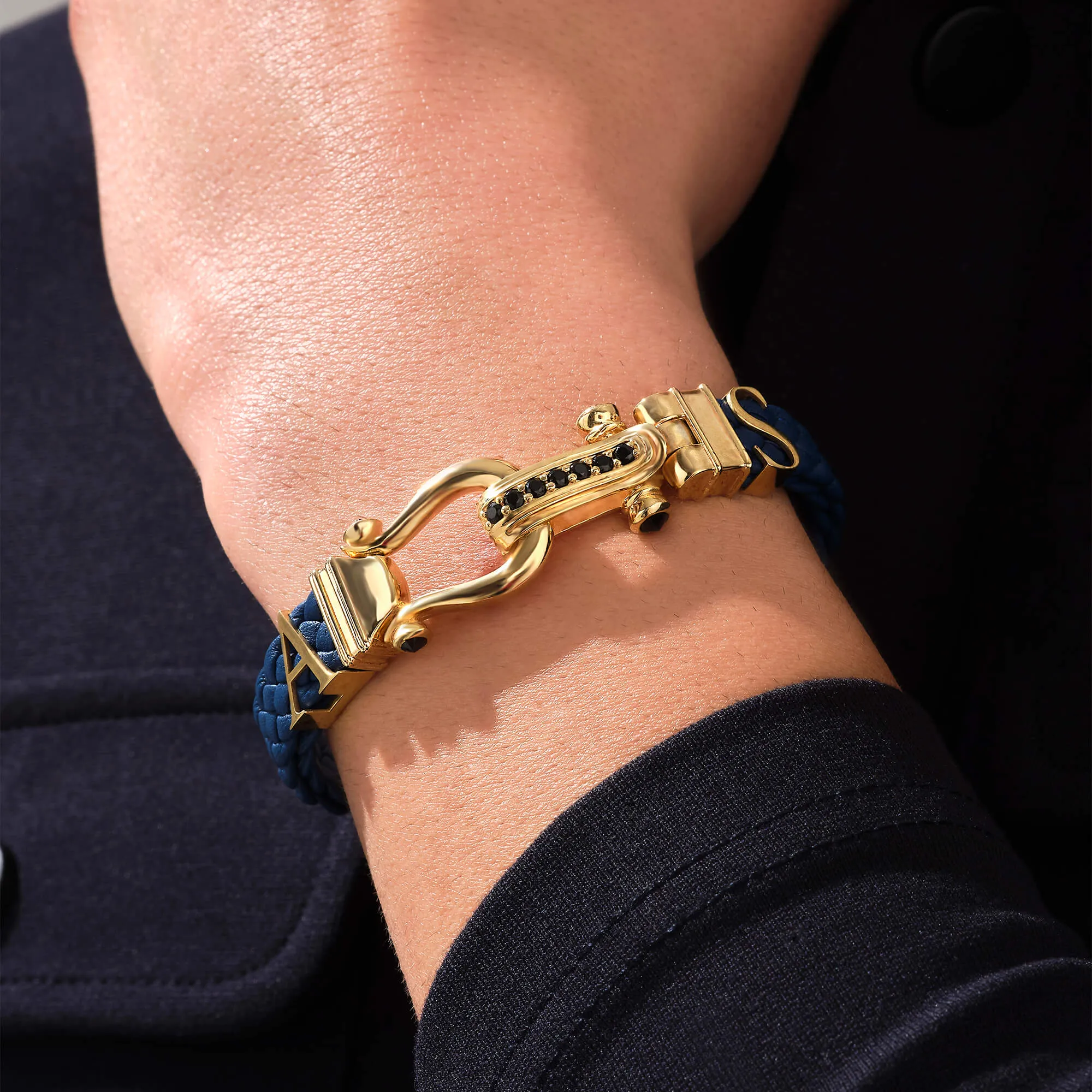 Statement Iconic Leather Bracelet in Silver