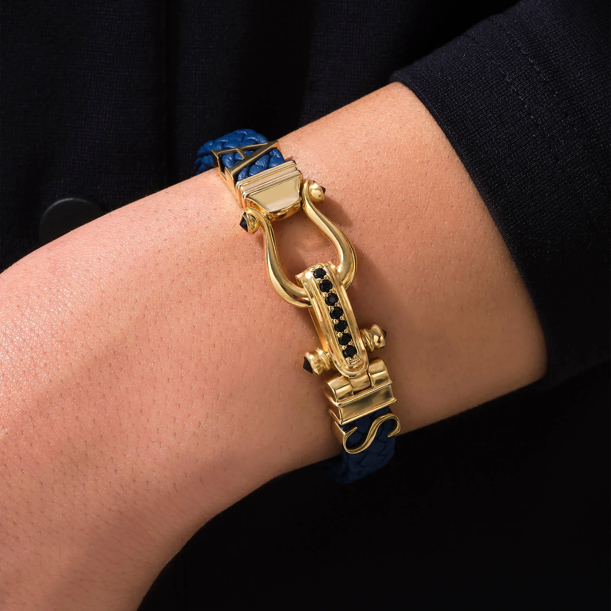 Statement Iconic Leather Bracelet in Silver