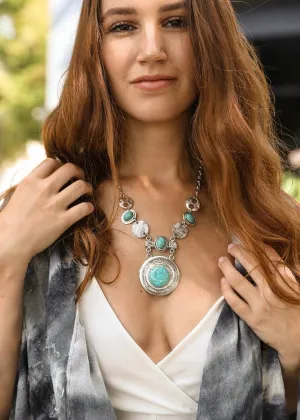 Stepping Stone Turquoise and Silver Necklace