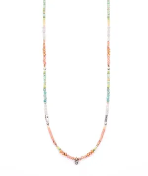 Sterling Silver Necklace with Apatite, Peridot, Turquoise, and Coral