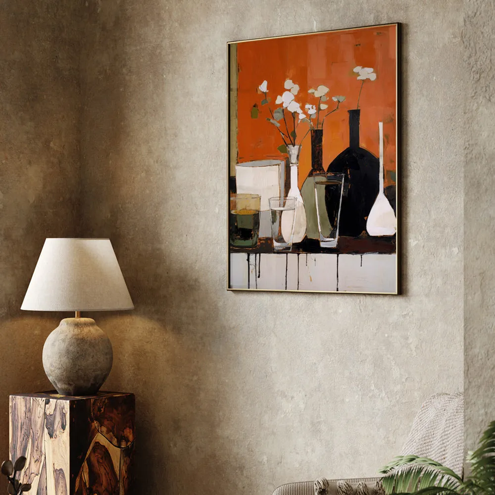 Still Life With Glasses and Bottles Abstract Painting