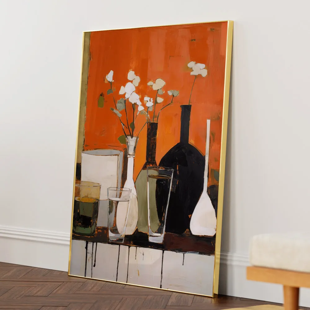 Still Life With Glasses and Bottles Abstract Painting