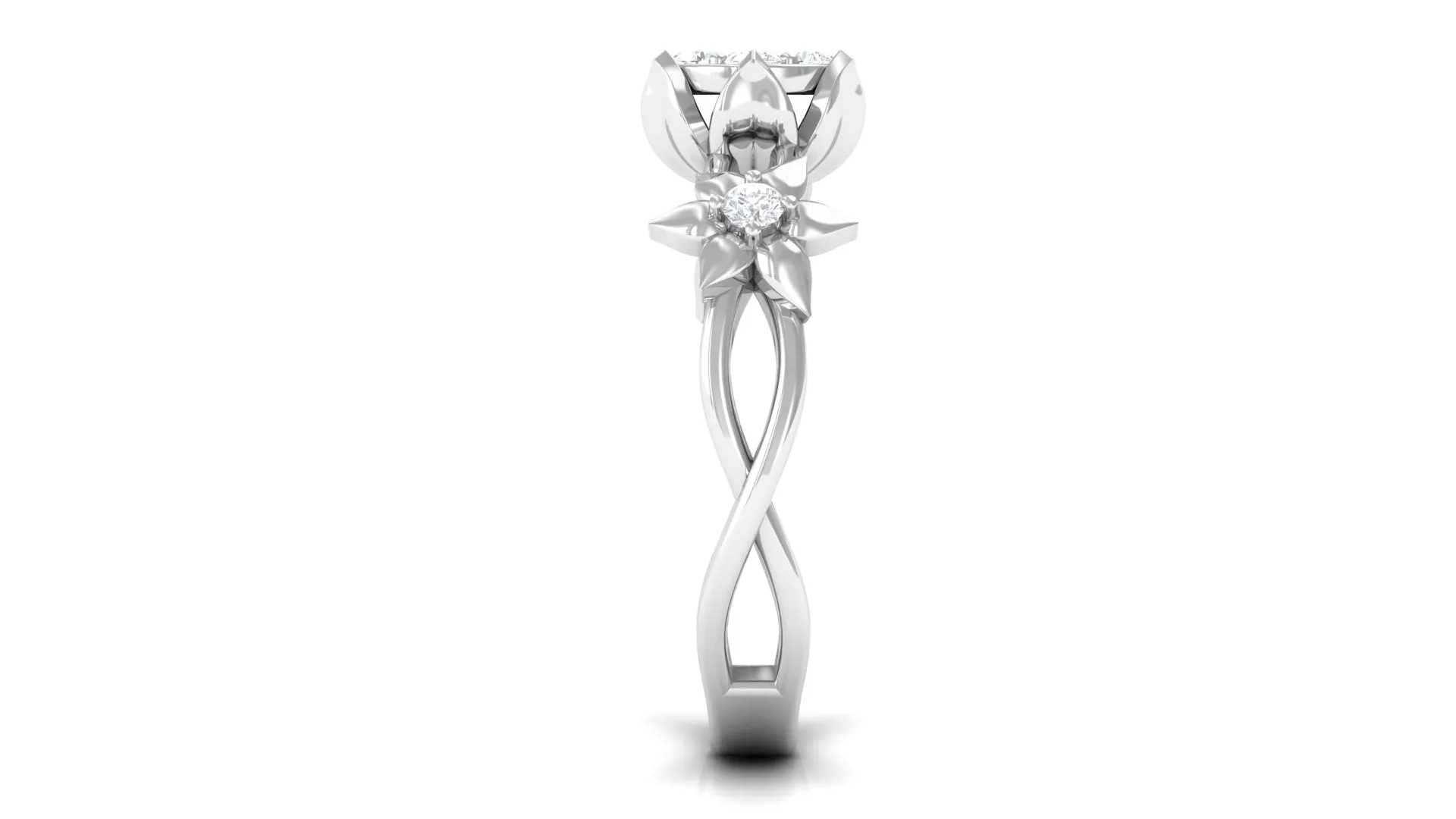 Stunning 2 MM Round Cut Diamond Gold Floral Ring in Petal Setting