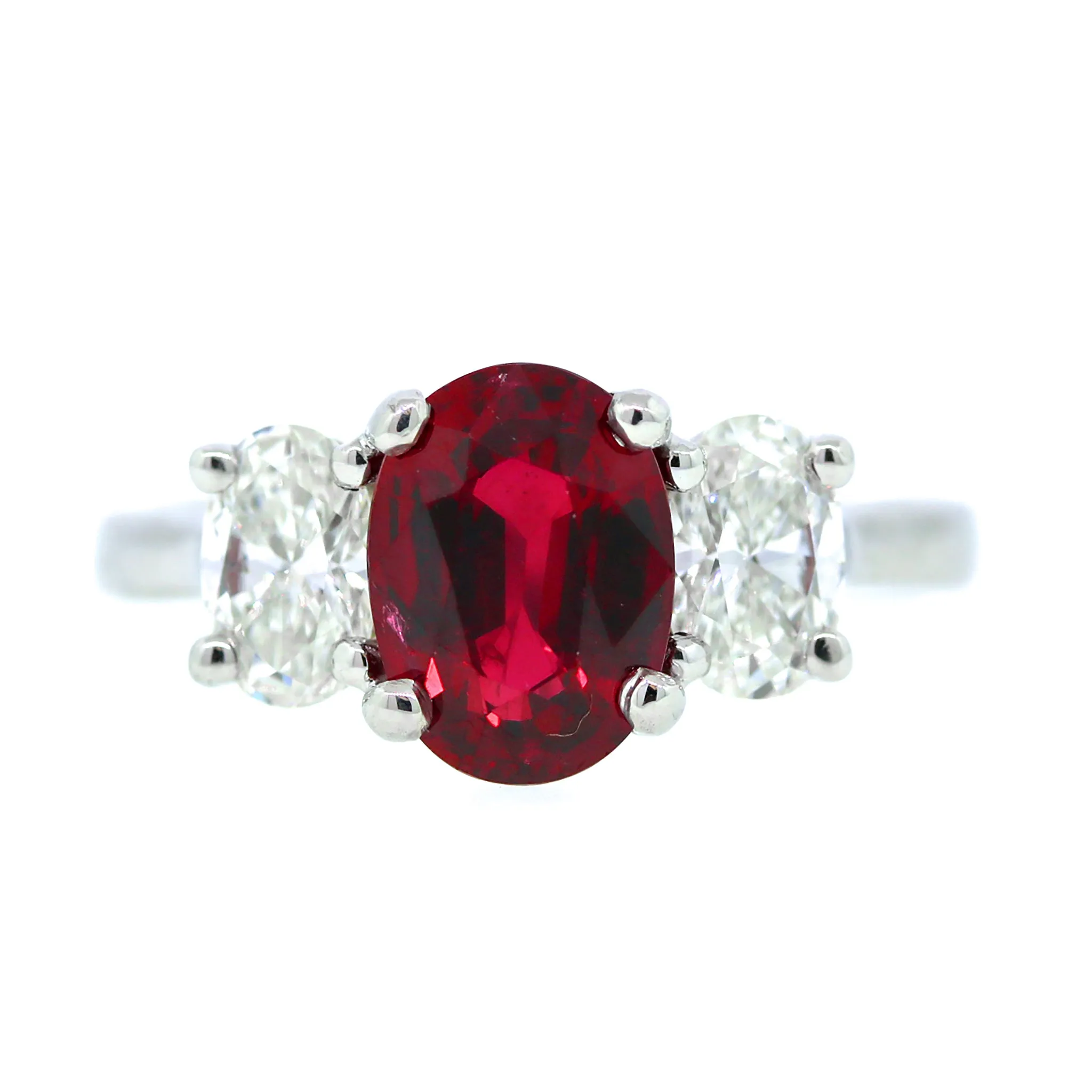 Stunning Natural Madagascan Ruby & Platinum Diamond Engagement Ring