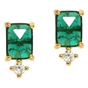 TAI Emerald Stone Earrings with CZ Drop