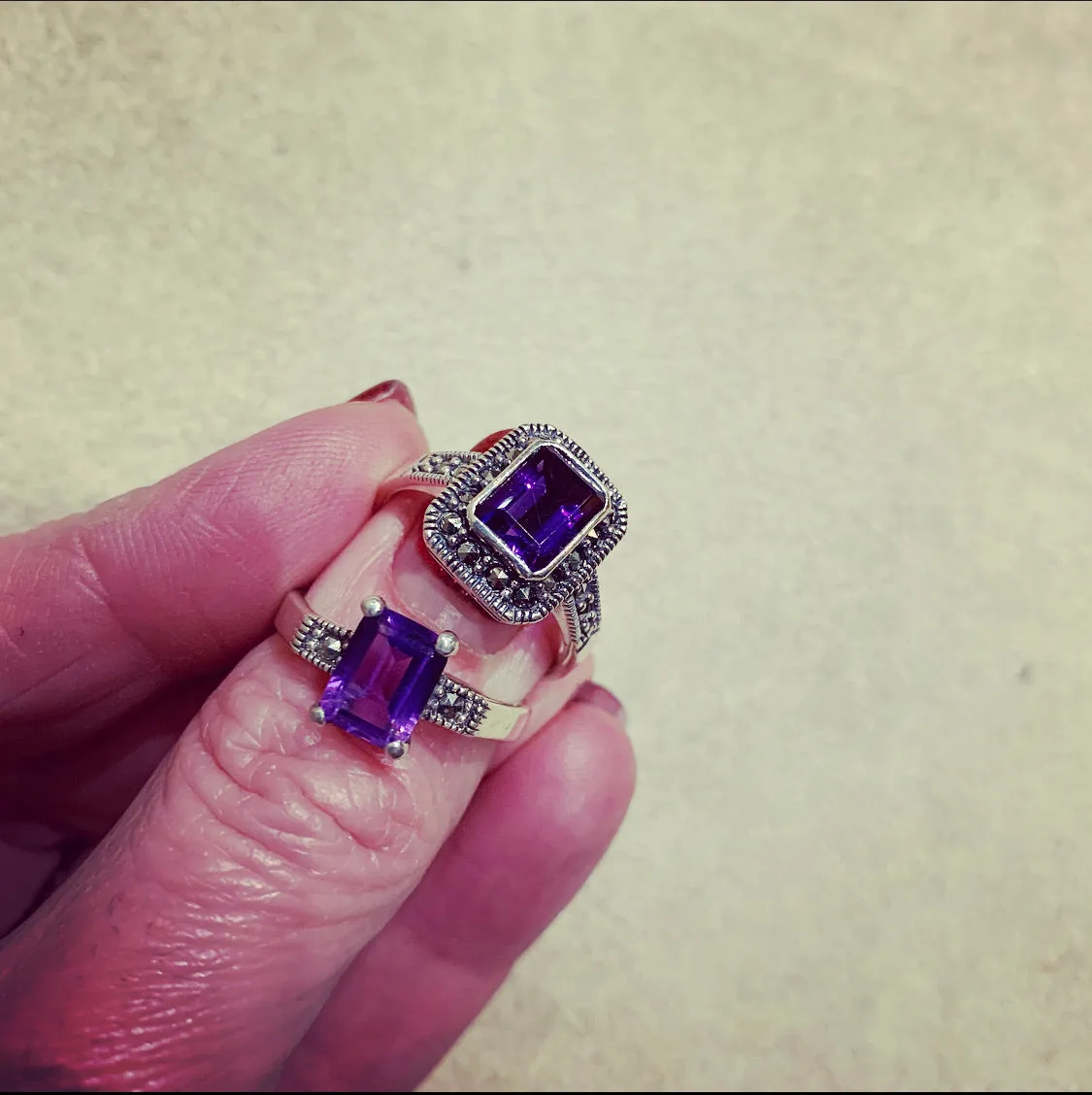 The Countess Solitaire ring in Purple Amethyst