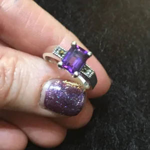 The Countess Solitaire ring in Purple Amethyst