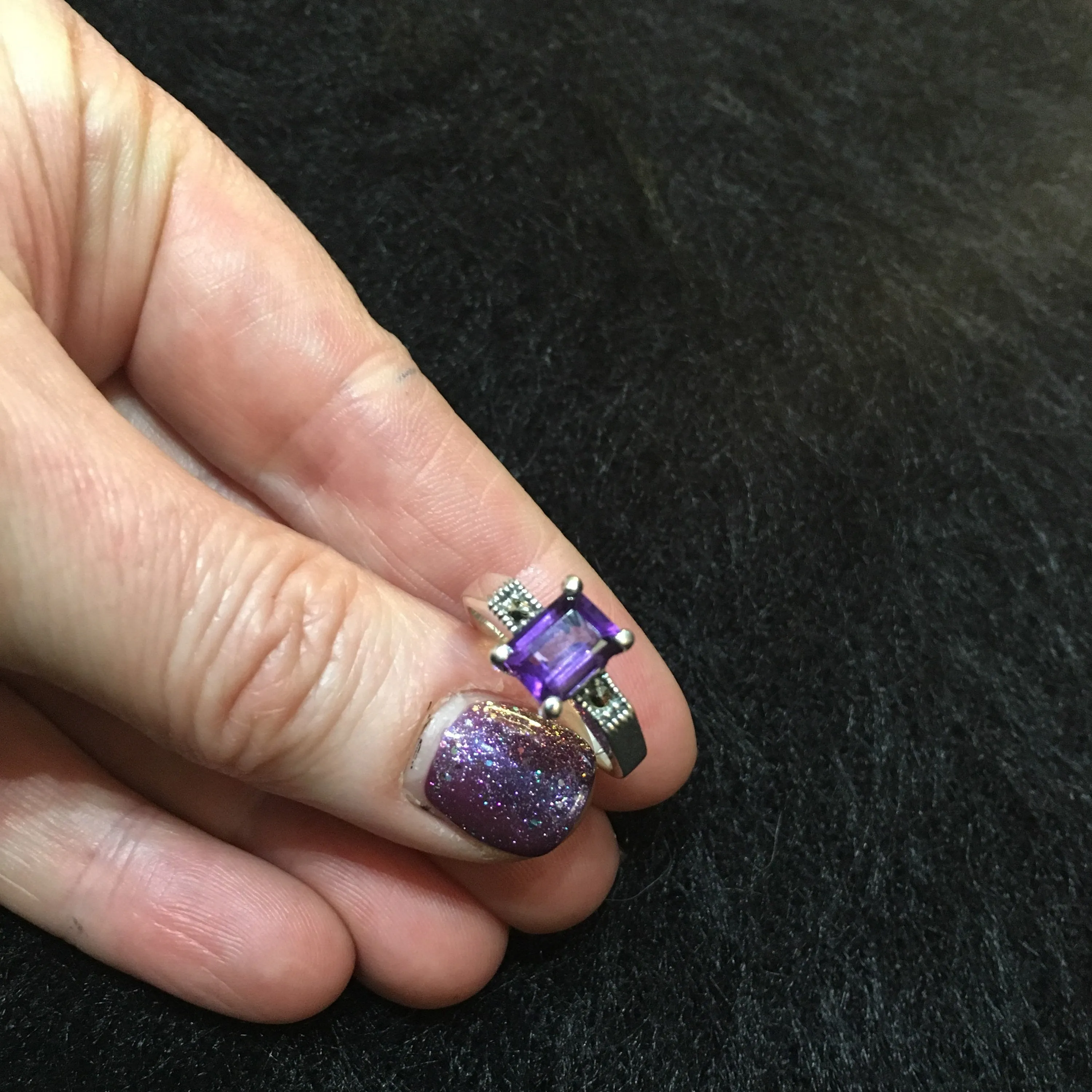 The Countess Solitaire ring in Purple Amethyst