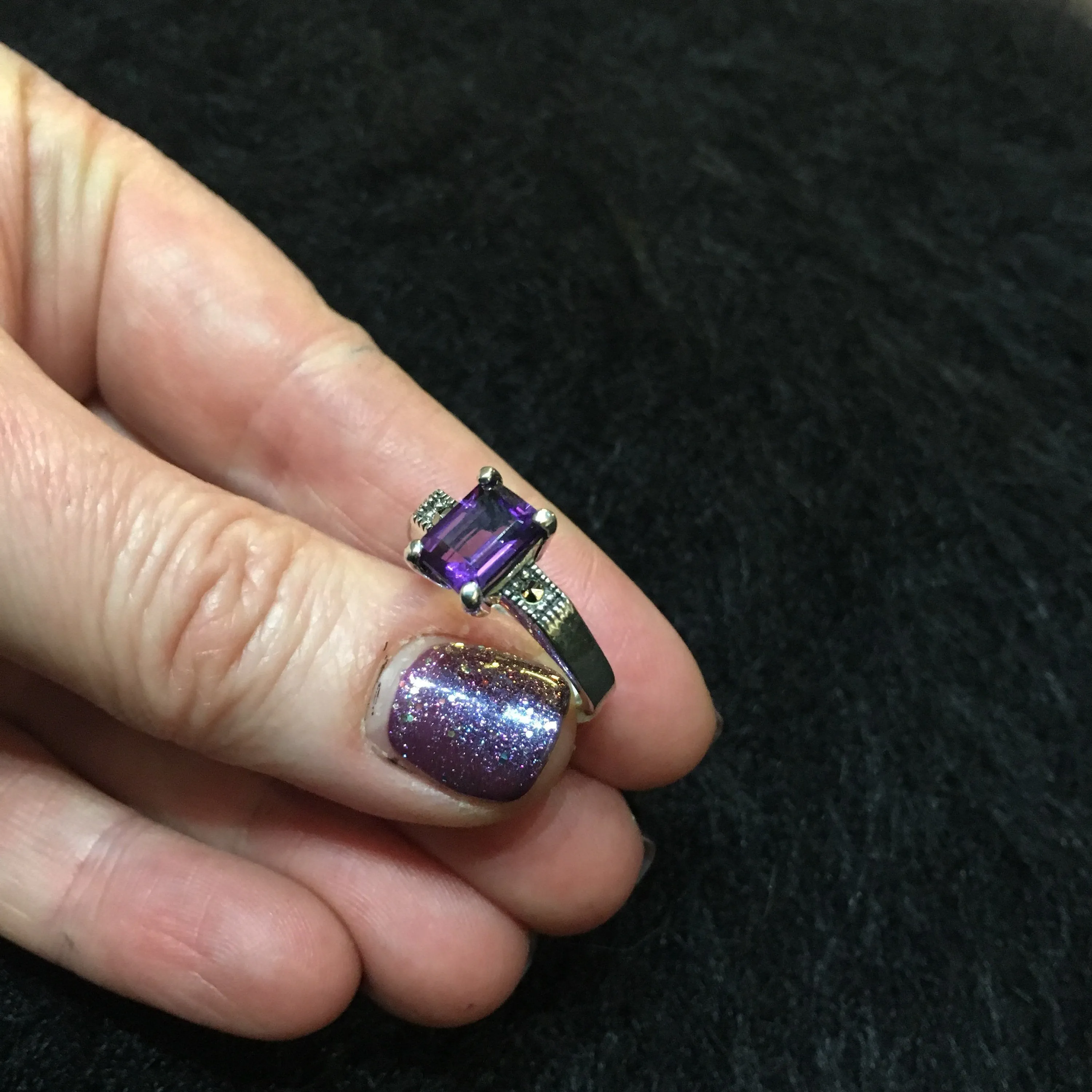 The Countess Solitaire ring in Purple Amethyst