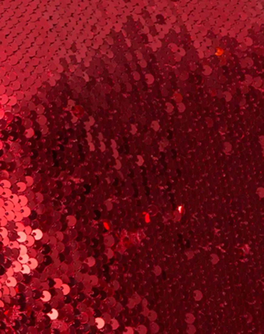 Tia Top in Fishcale Sequin Ruby