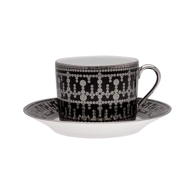 Tiara Black & Platinum Cappuccino Cup & Saucer