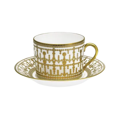 Tiara White & Gold Cappuccino Cup & Saucer