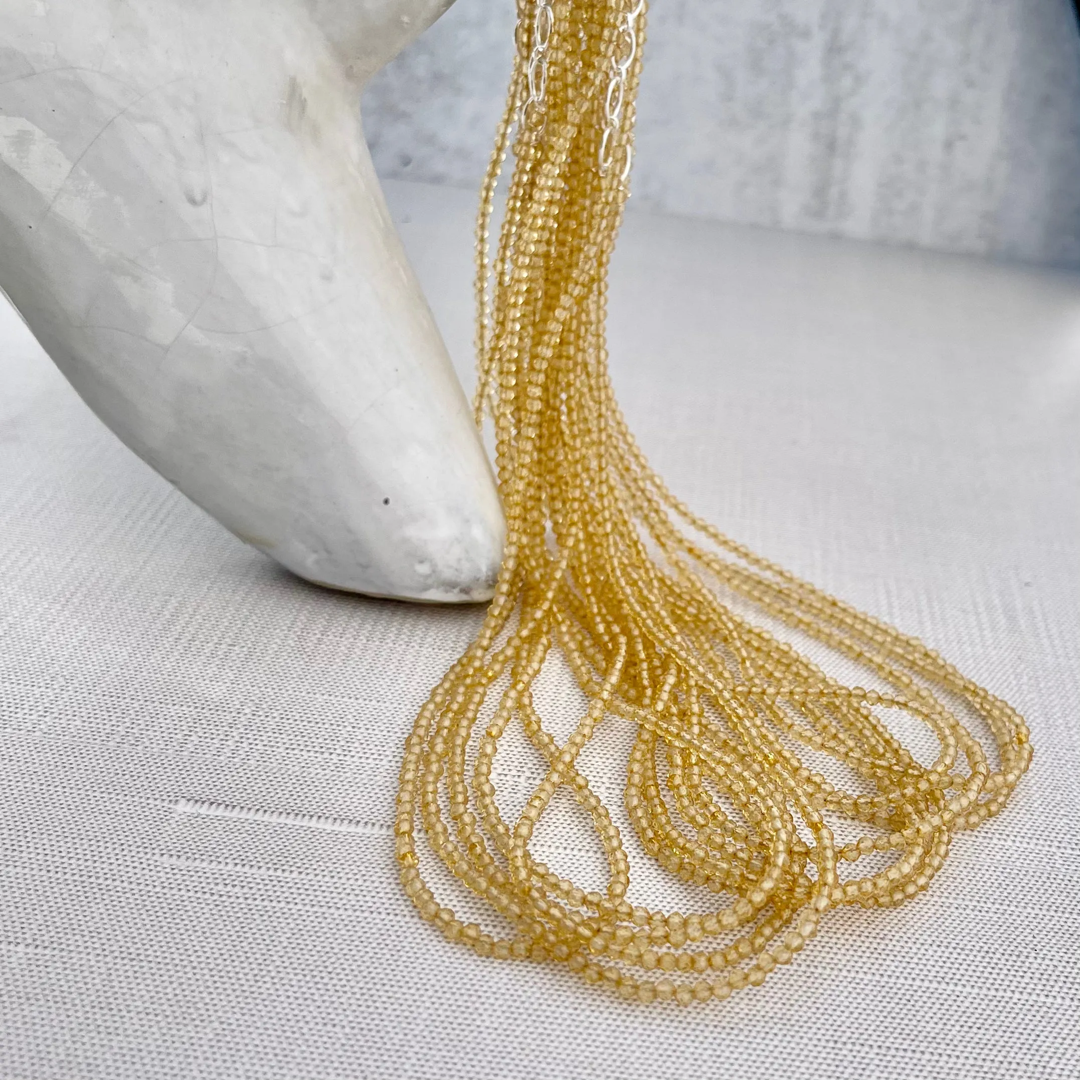 Tiny Faceted Citrine Necklace 17” with a removable 2” Extender