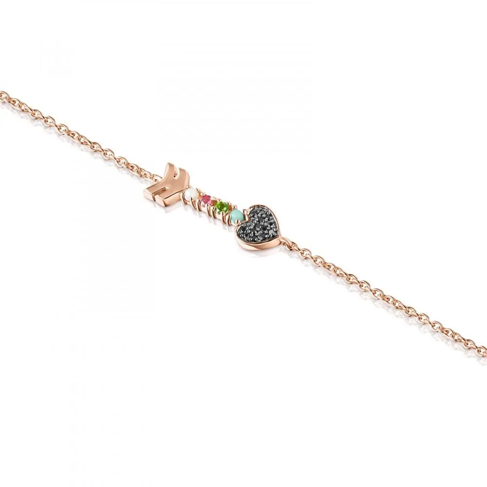 Tous Rose Gold Vermeil San Valentín arrow Bracelet with Gemstones 915301520