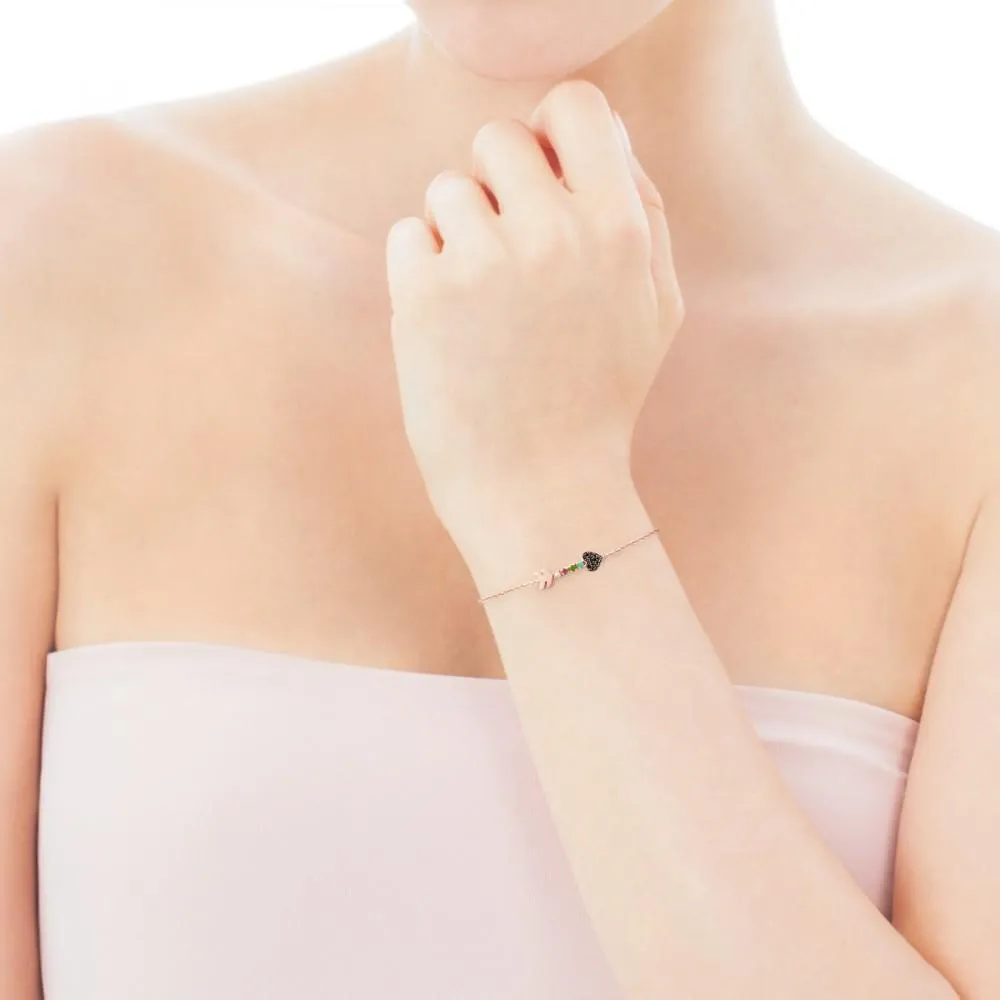 Tous Rose Gold Vermeil San Valentín arrow Bracelet with Gemstones 915301520
