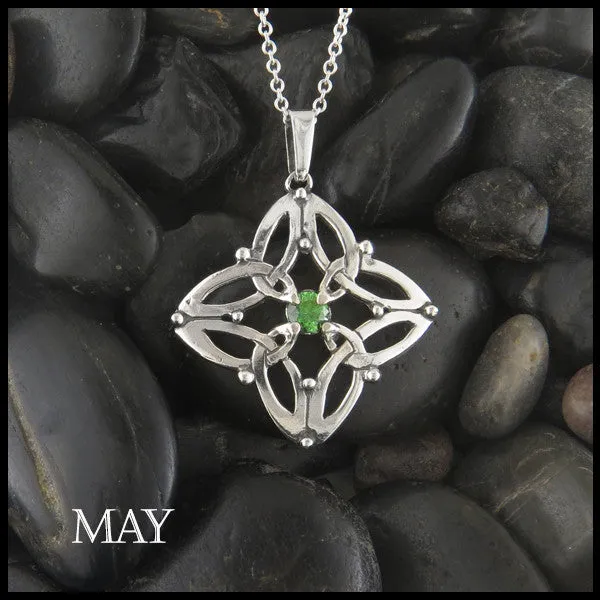 Trinity Star Birthstone Pendant in Silver