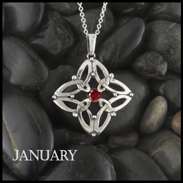 Trinity Star Birthstone Pendant in Silver
