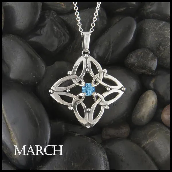 Trinity Star Birthstone Pendant in Silver