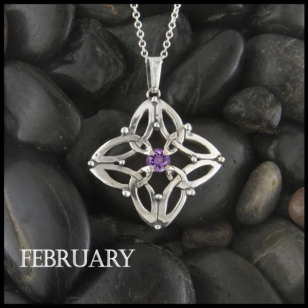 Trinity Star Birthstone Pendant in Silver