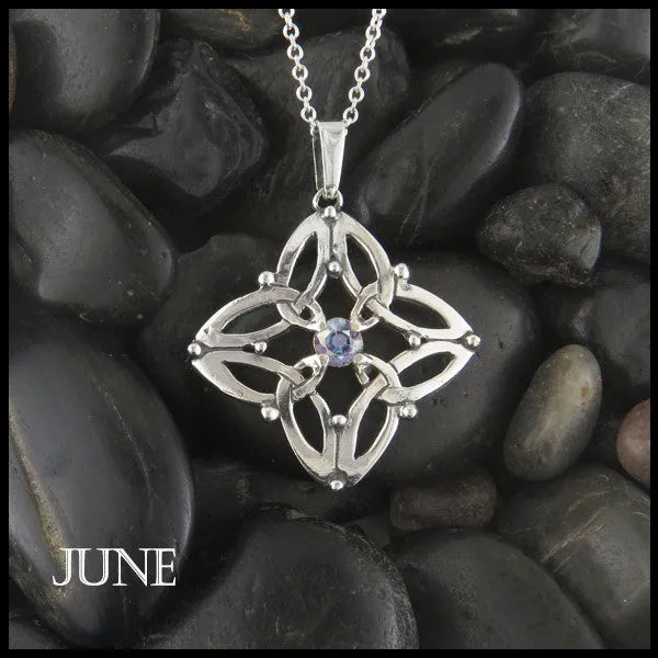 Trinity Star Birthstone Pendant in Silver