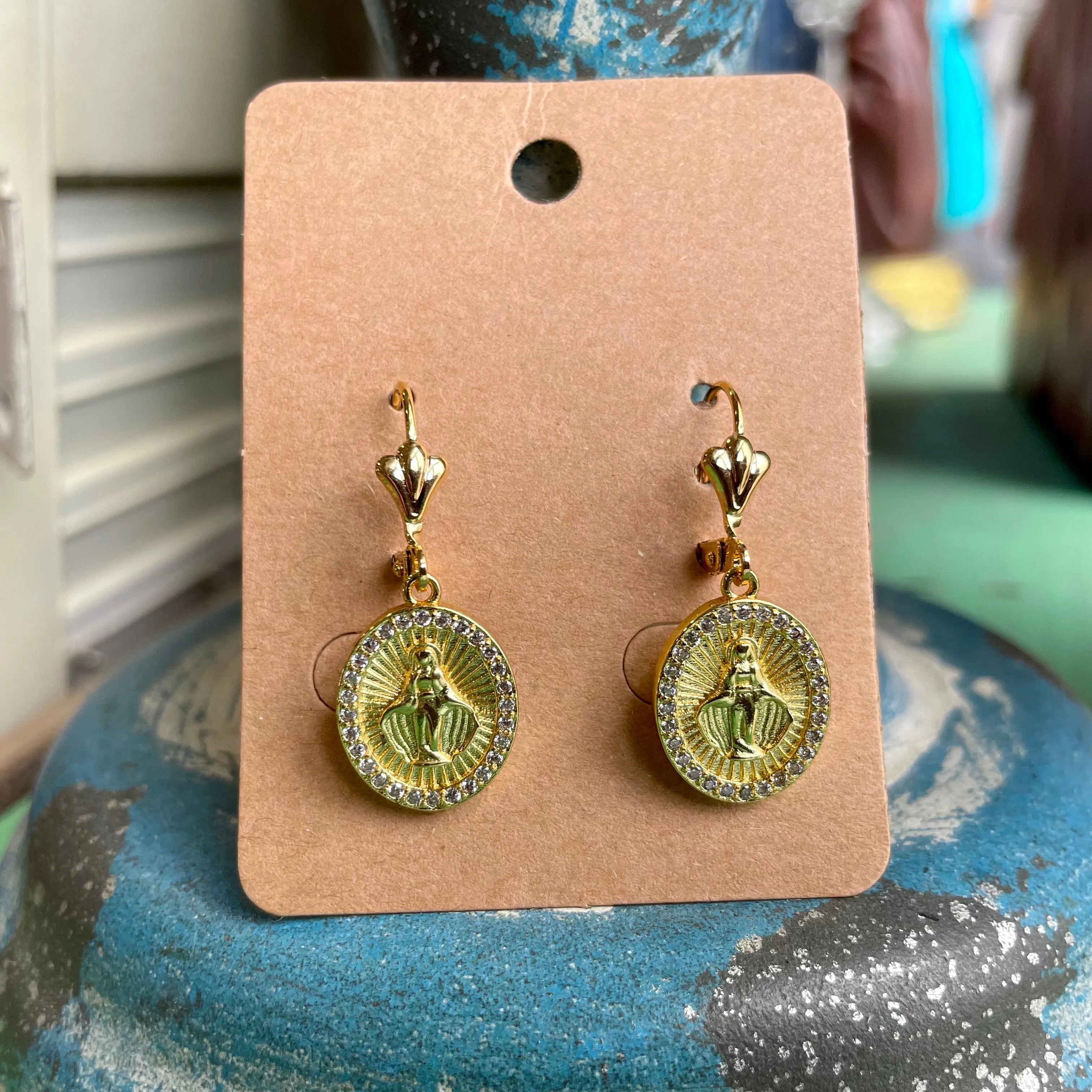 Turquoise Our Lady of Grace Necklace and Earrings