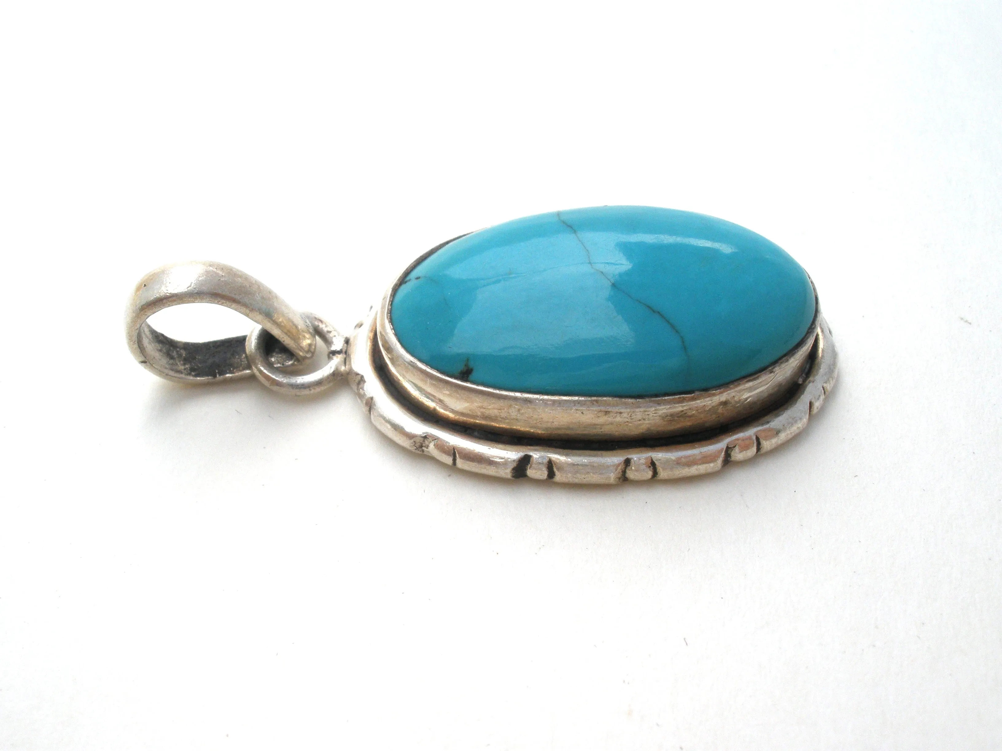 Turquoise Pendant Sterling Silver Vintage