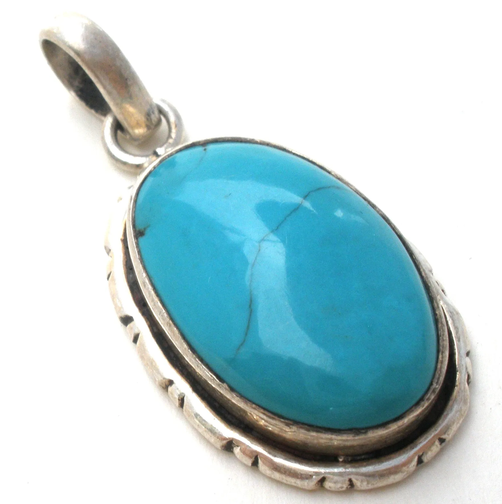 Turquoise Pendant Sterling Silver Vintage