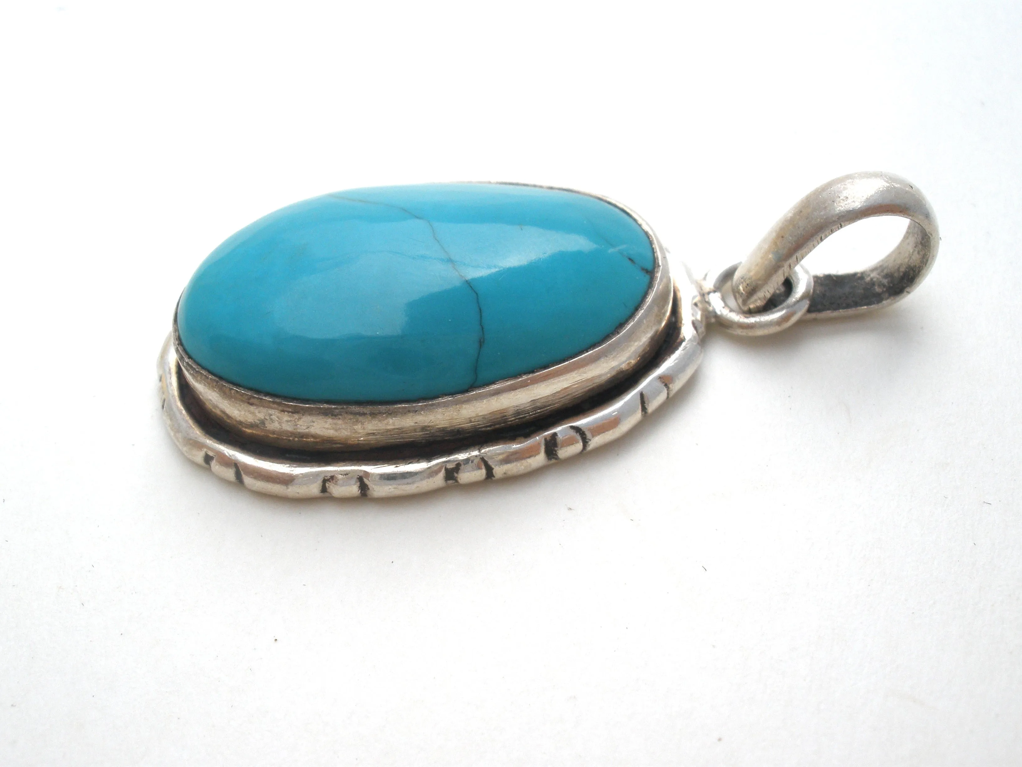 Turquoise Pendant Sterling Silver Vintage