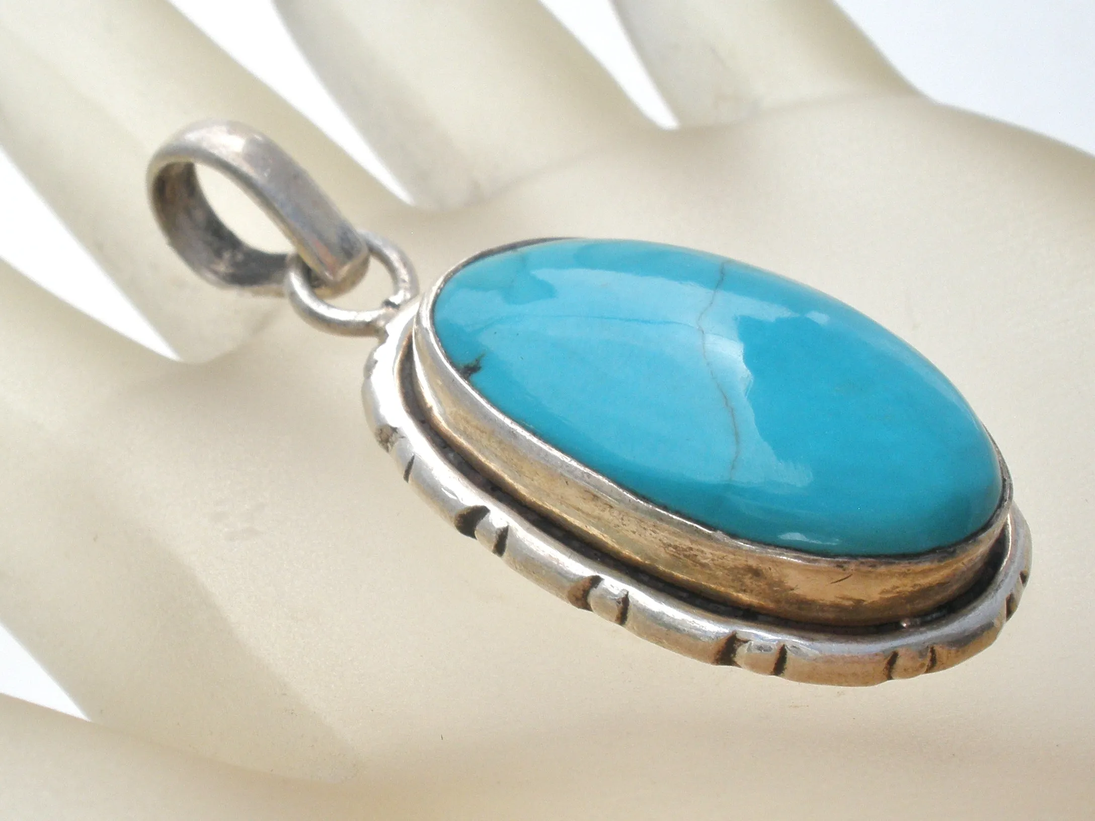 Turquoise Pendant Sterling Silver Vintage