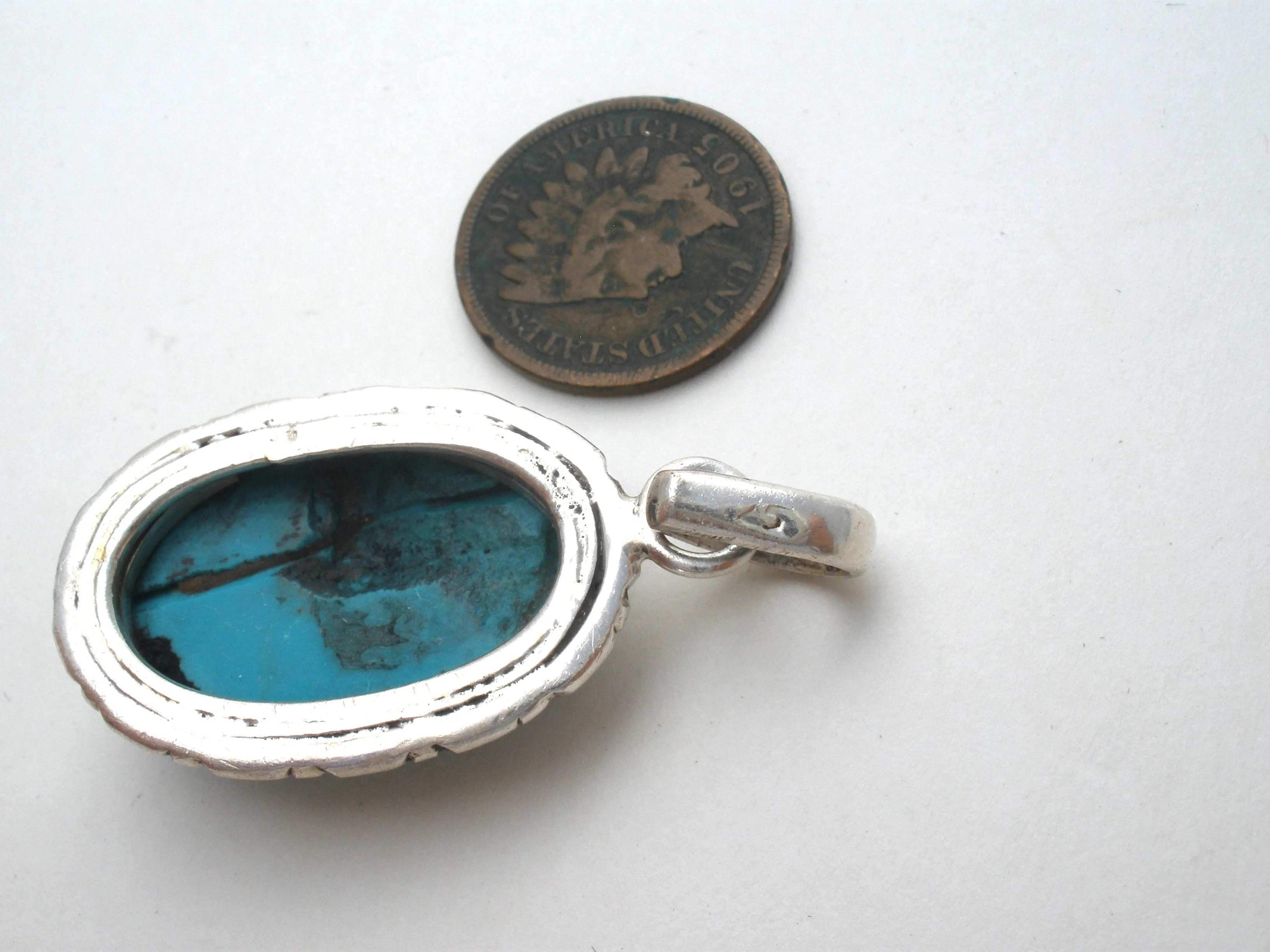 Turquoise Pendant Sterling Silver Vintage