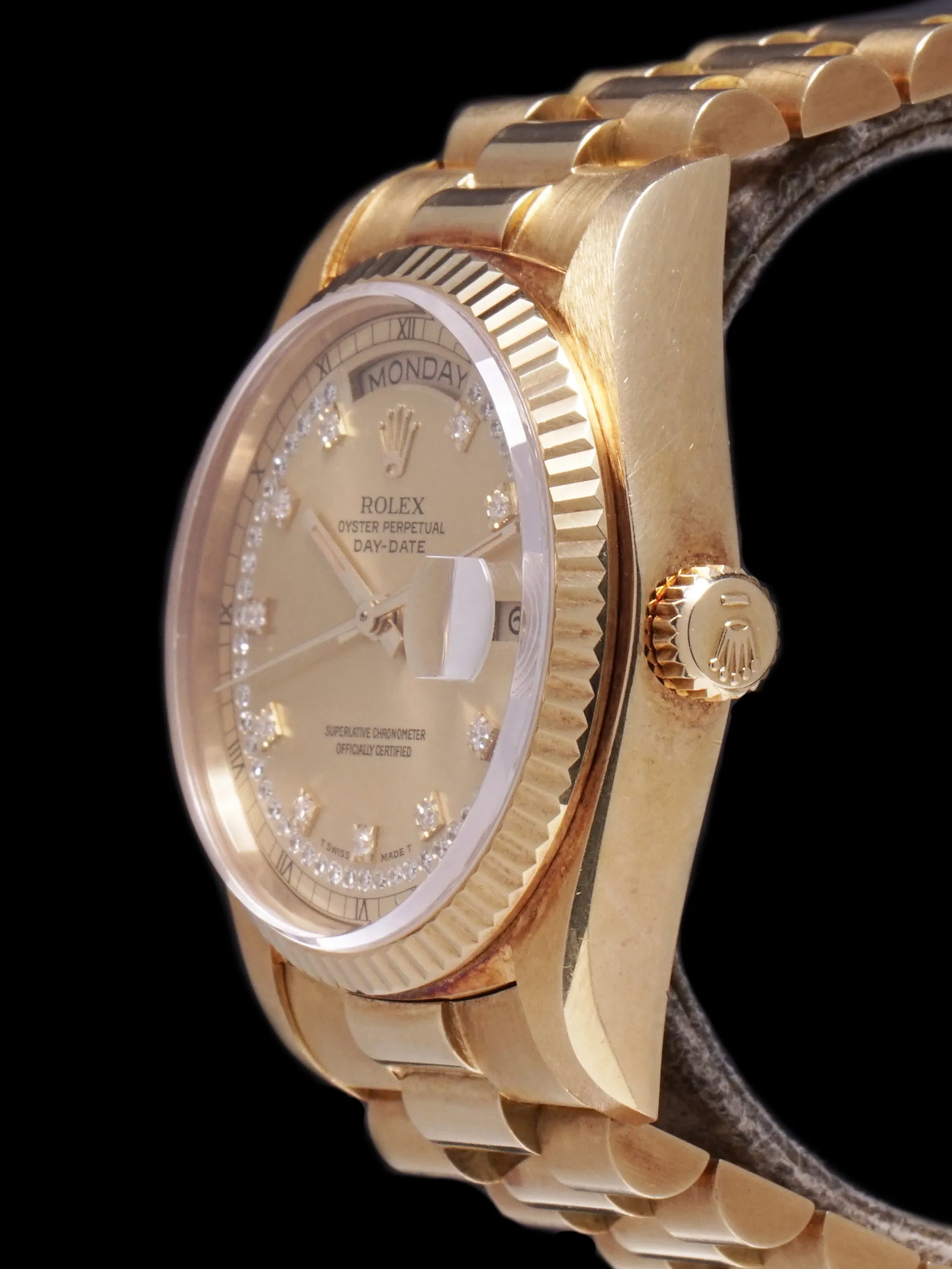 *Unpolished* 1978 Rolex Day-Date (Ref. 18038) 18k YG "Diamond String Dial"