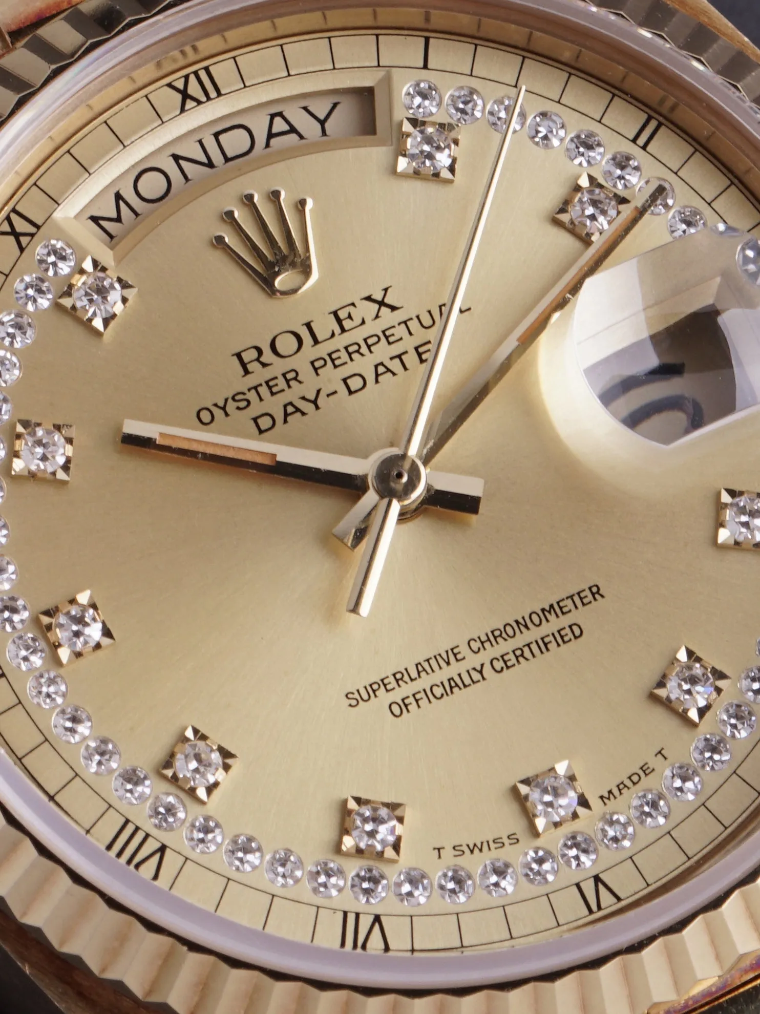 *Unpolished* 1978 Rolex Day-Date (Ref. 18038) 18k YG "Diamond String Dial"