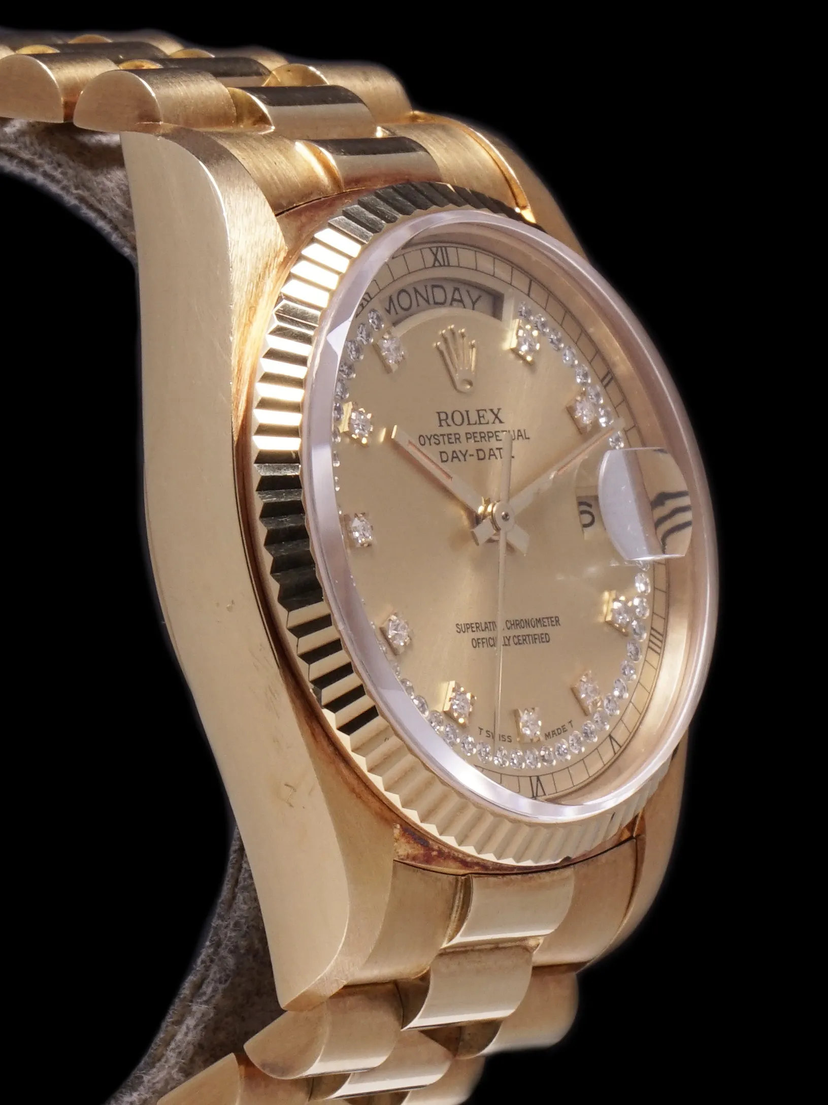 *Unpolished* 1978 Rolex Day-Date (Ref. 18038) 18k YG "Diamond String Dial"
