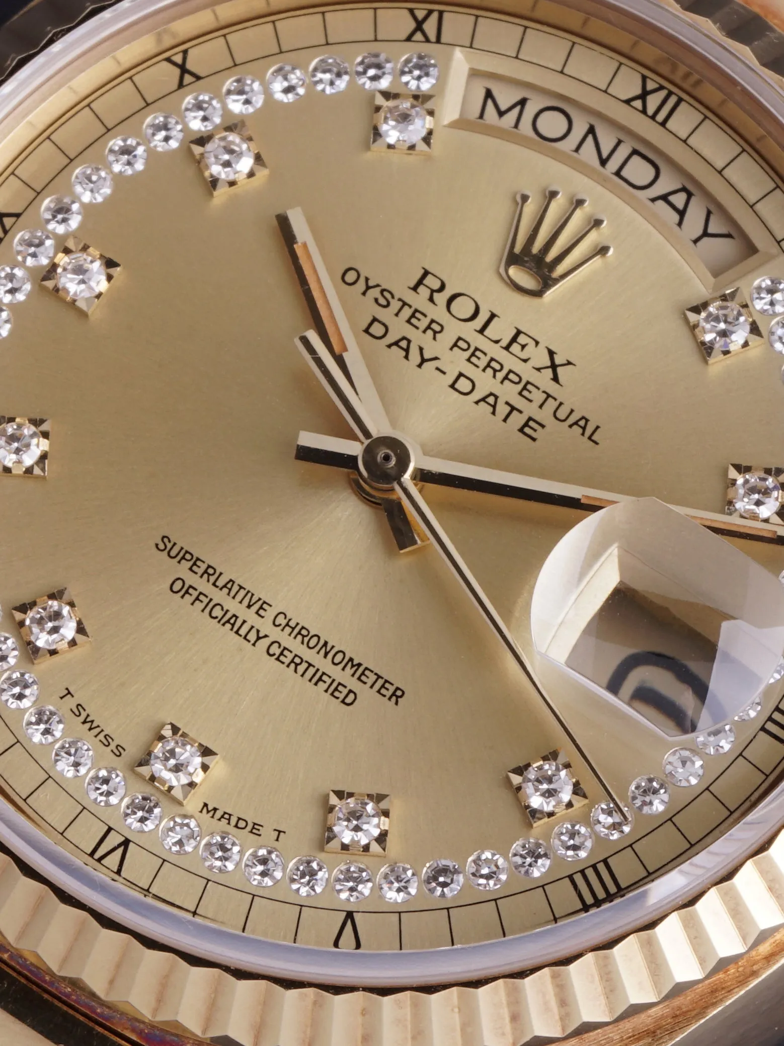 *Unpolished* 1978 Rolex Day-Date (Ref. 18038) 18k YG "Diamond String Dial"