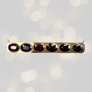 Upcycled Garnet Bar Pendant. January Birthstone. Estate Jewelry. Recycled Repurposed Jewelry.
