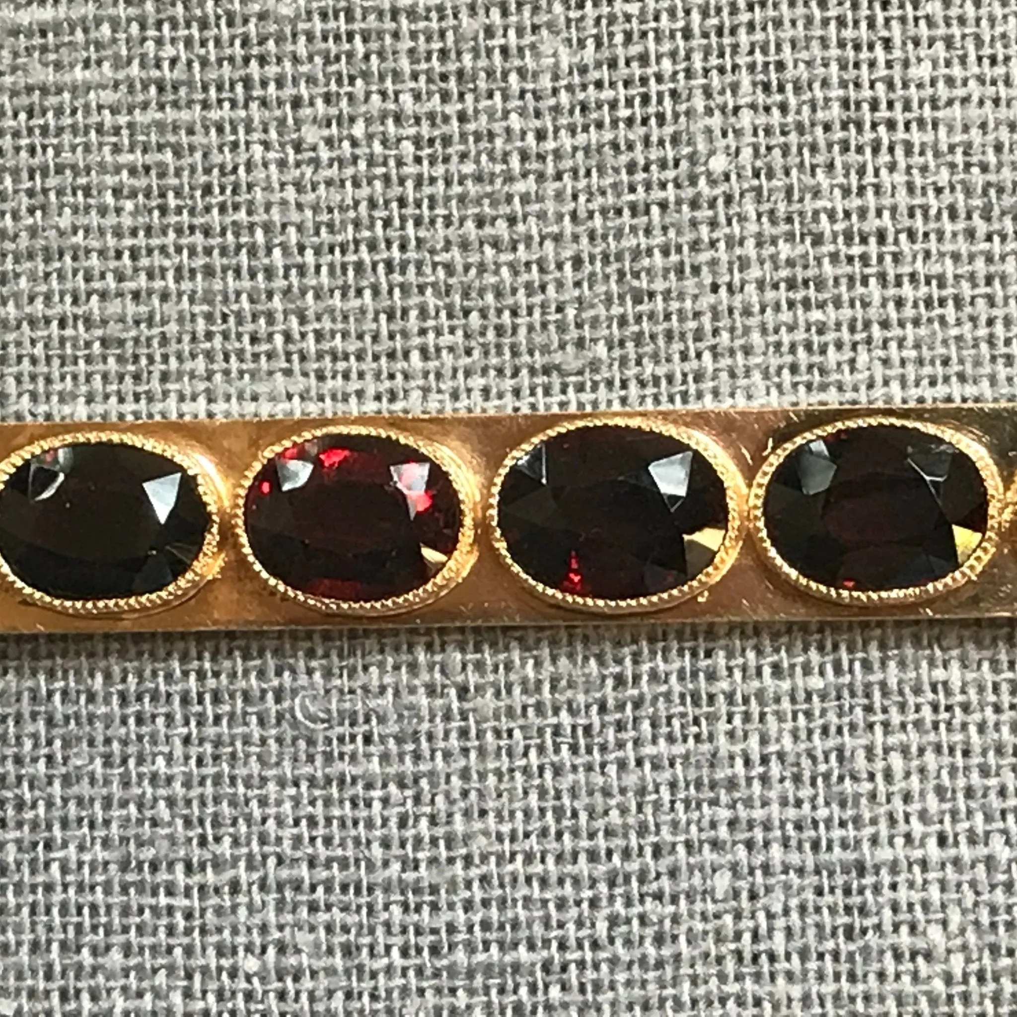 Upcycled Garnet Bar Pendant. January Birthstone. Estate Jewelry. Recycled Repurposed Jewelry.